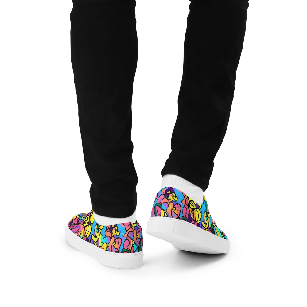 Chromatic Mischief on Men's Lace-Up Canvas Shoes — Back