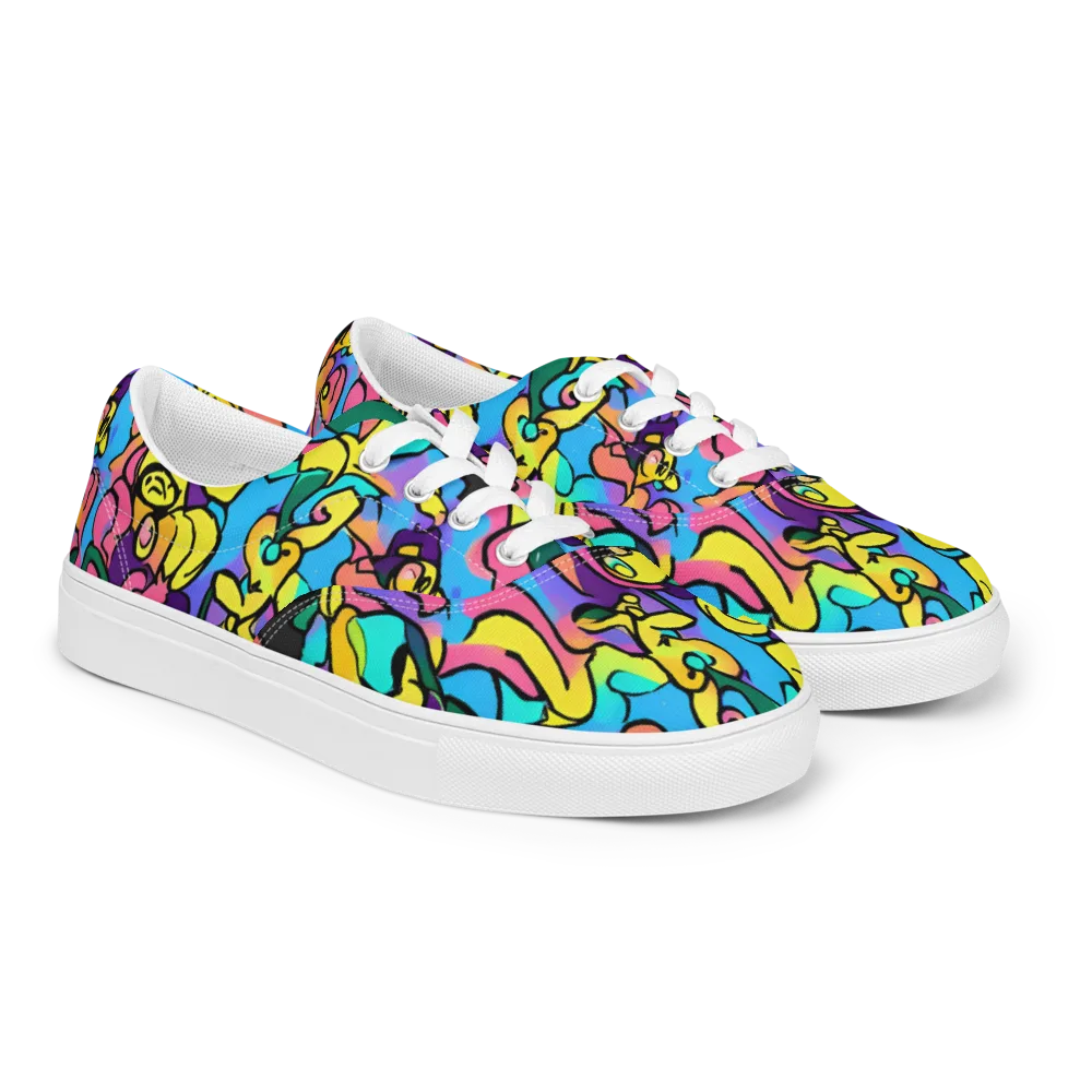 Chromatic Mischief on Men's Lace-Up Canvas Shoes — Right Front
