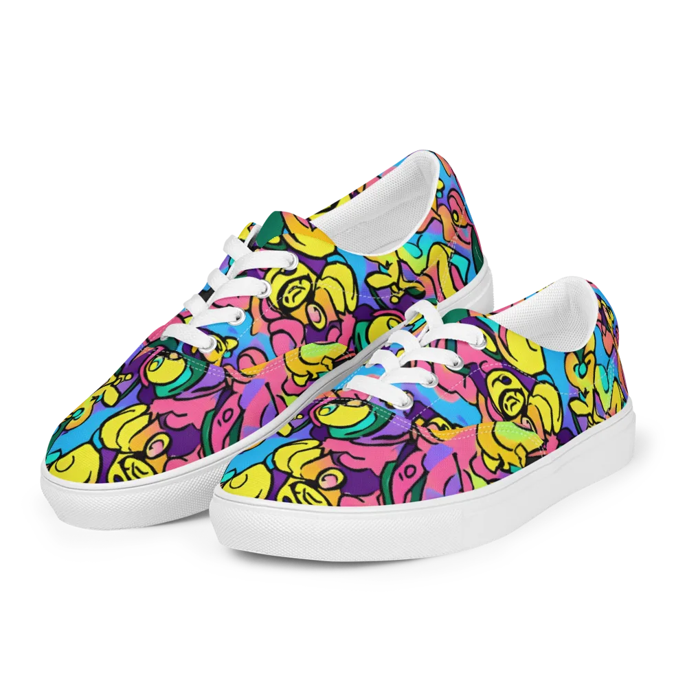 Chromatic Mischief on Men's Lace-Up Canvas Shoes — Left Front