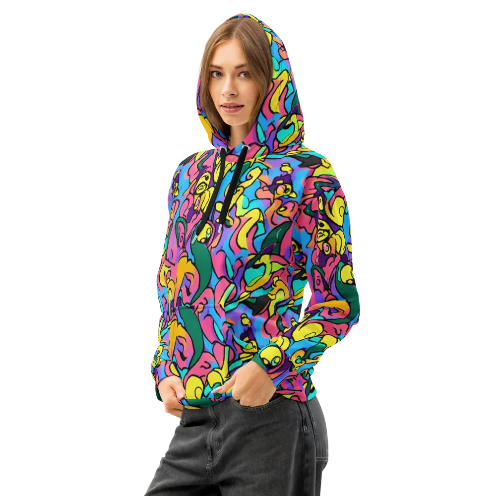 Chromatic Mischief on Cotton Hoodie — Left Front