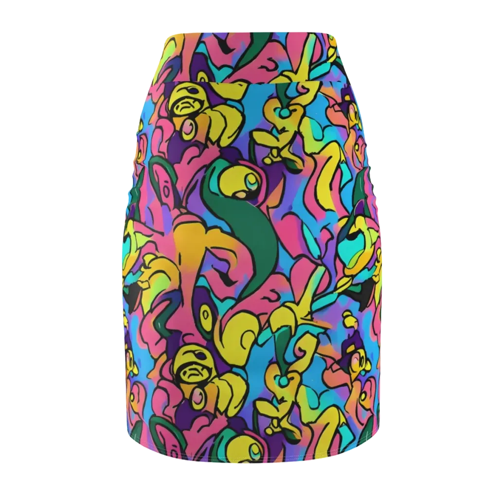 Chromatic Mischief on Pencil Skirt — Back