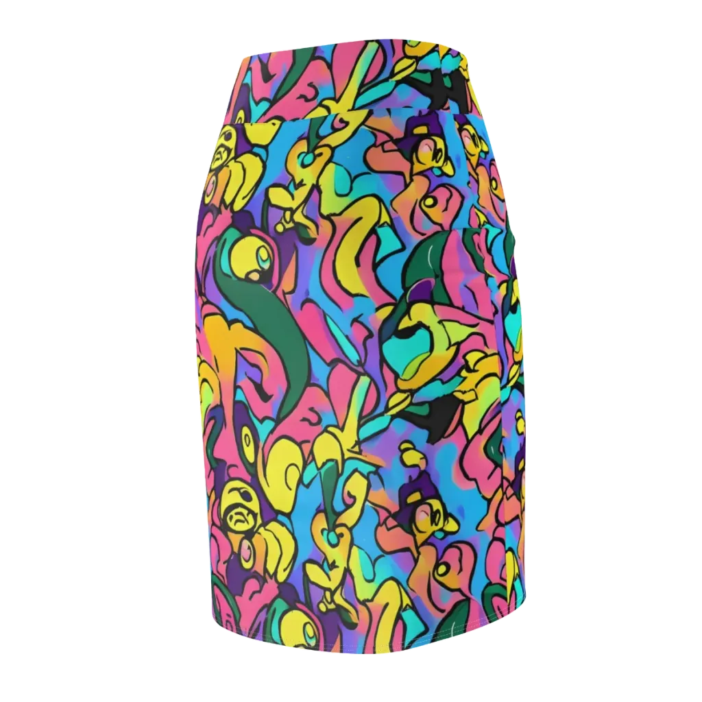 Chromatic Mischief on Pencil Skirt — Back Side