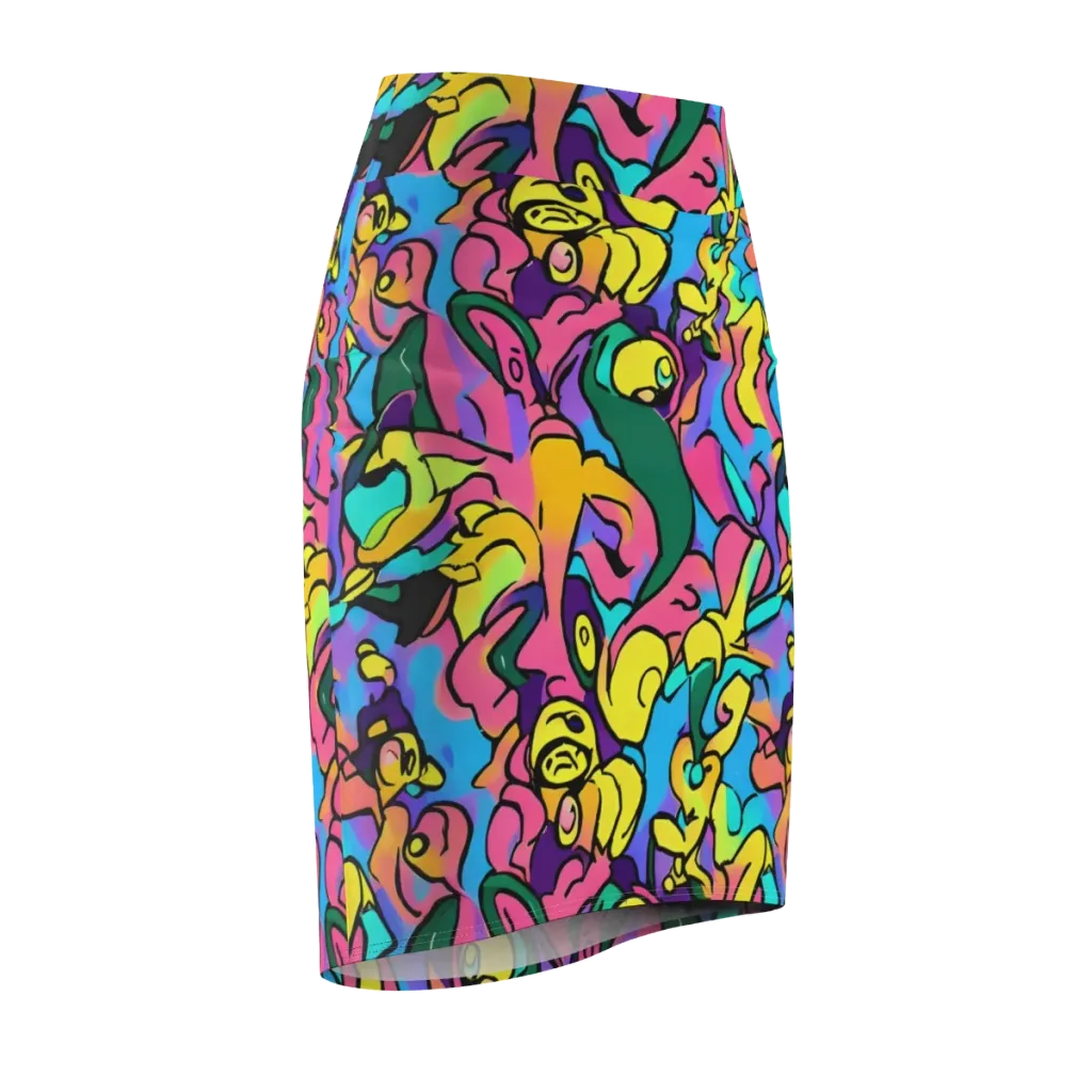 Chromatic Mischief on Pencil Skirt — Front Side
