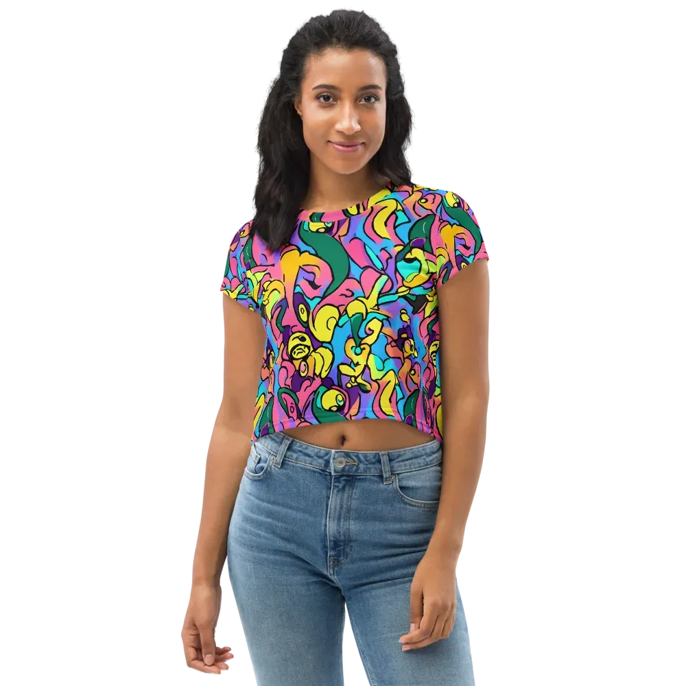 Chromatic Mischief on Crop Tee — Front