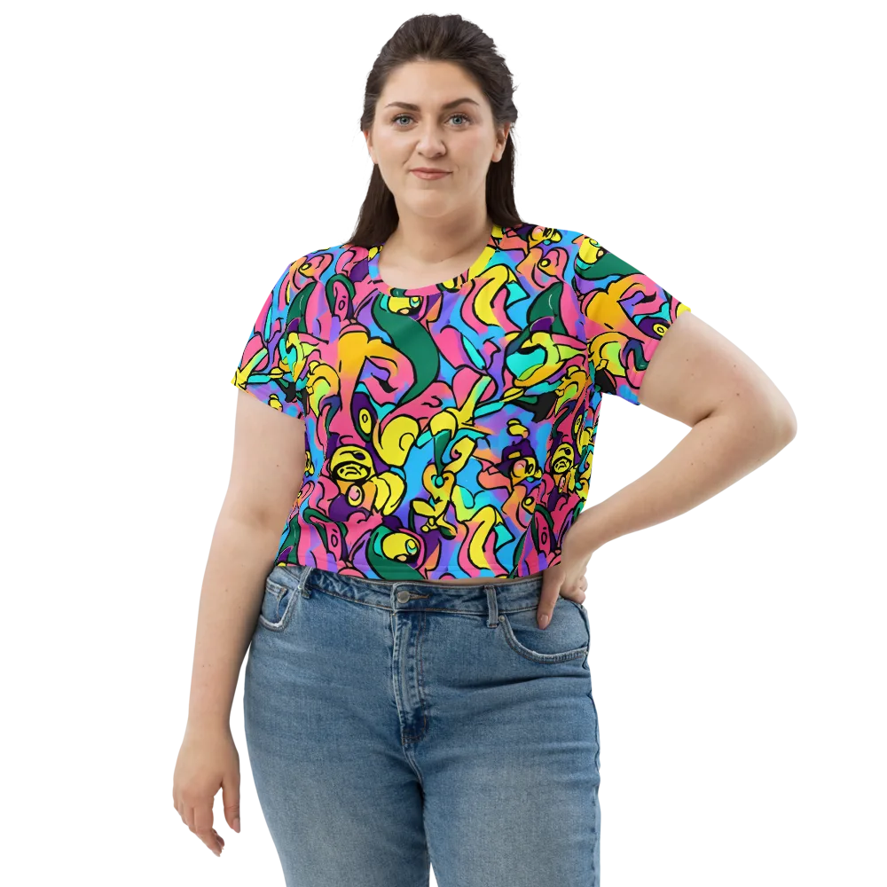 Chromatic Mischief on Crop Tee — Front