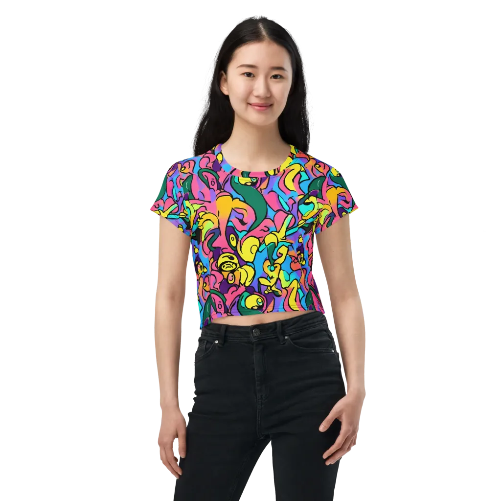 Chromatic Mischief on Crop Tee — Front