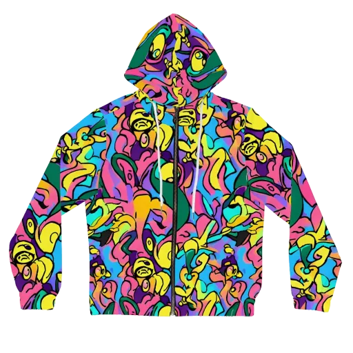 Chromatic Mischief on a Women's Full-Zip Hoodie