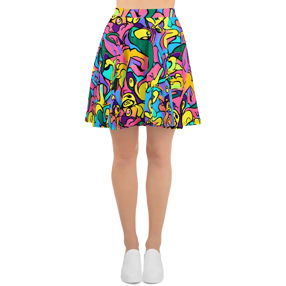 Chromatic Mischief on Skater Skirt — Front