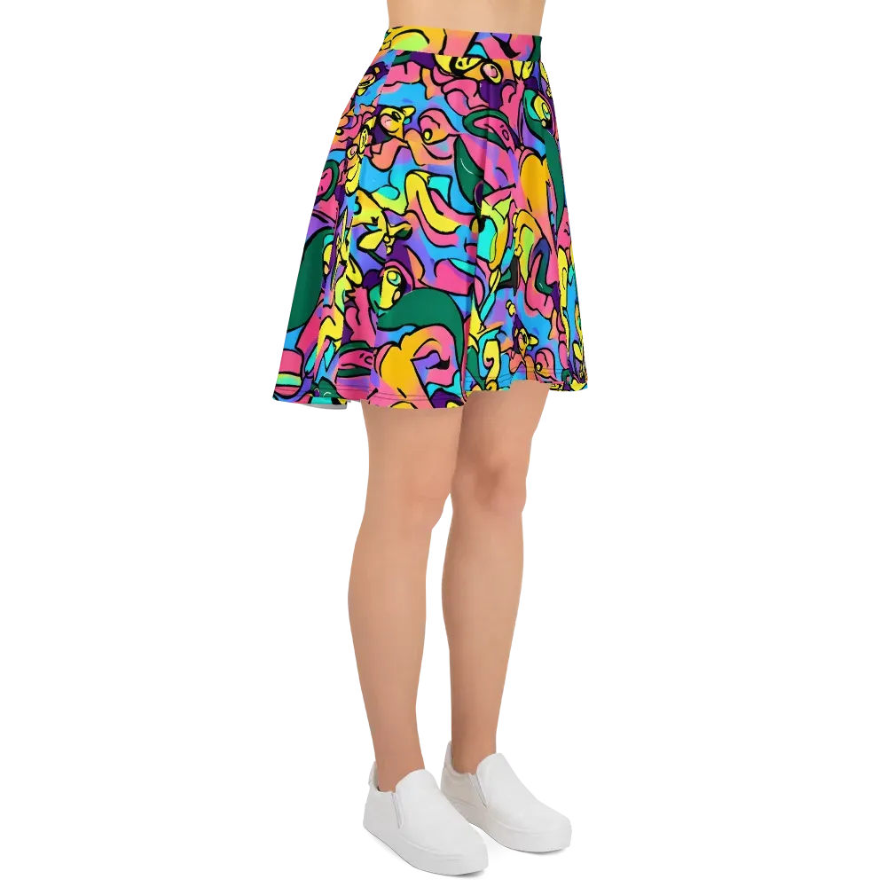 Chromatic Mischief on Skater Skirt — Right