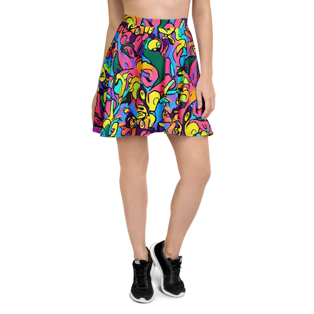 Chromatic Mischief on Skater Skirt — Front