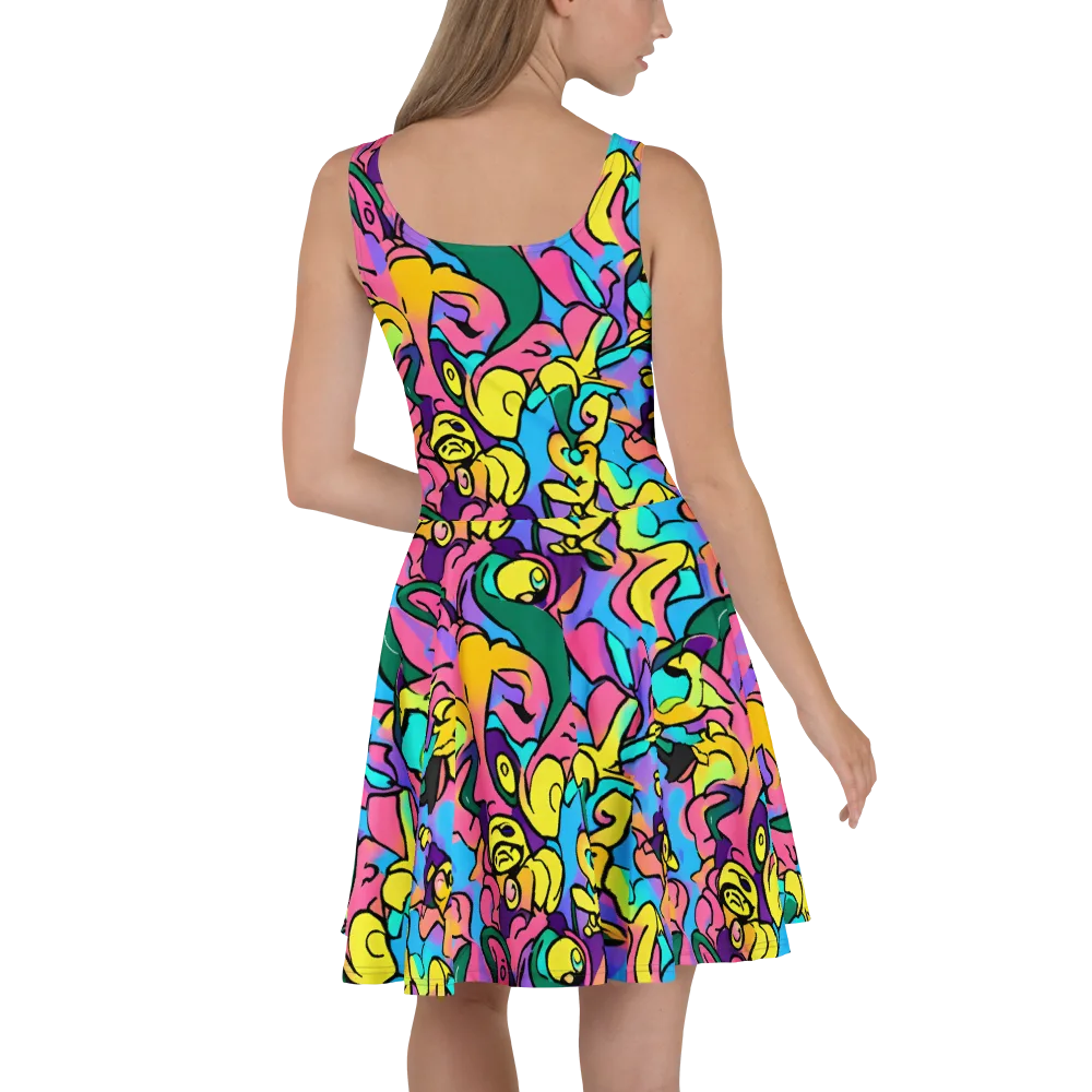 Chromatic Mischief on Skater Dress — Back