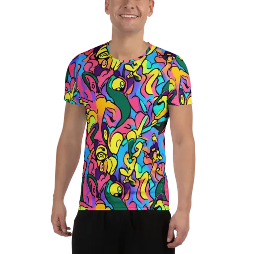 Chromatic Mischief on a Men's Athletic T-Shirt