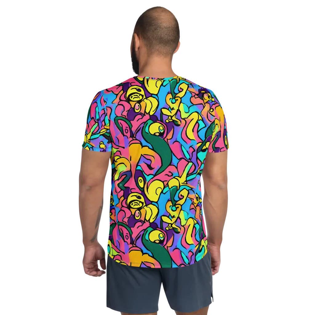 Chromatic Mischief on Men's Athletic T-Shirt — Back