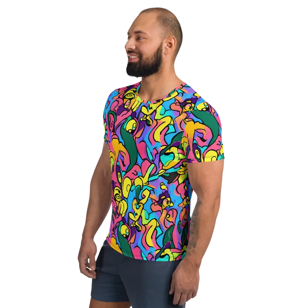 Chromatic Mischief on Men's Athletic T-Shirt — Left