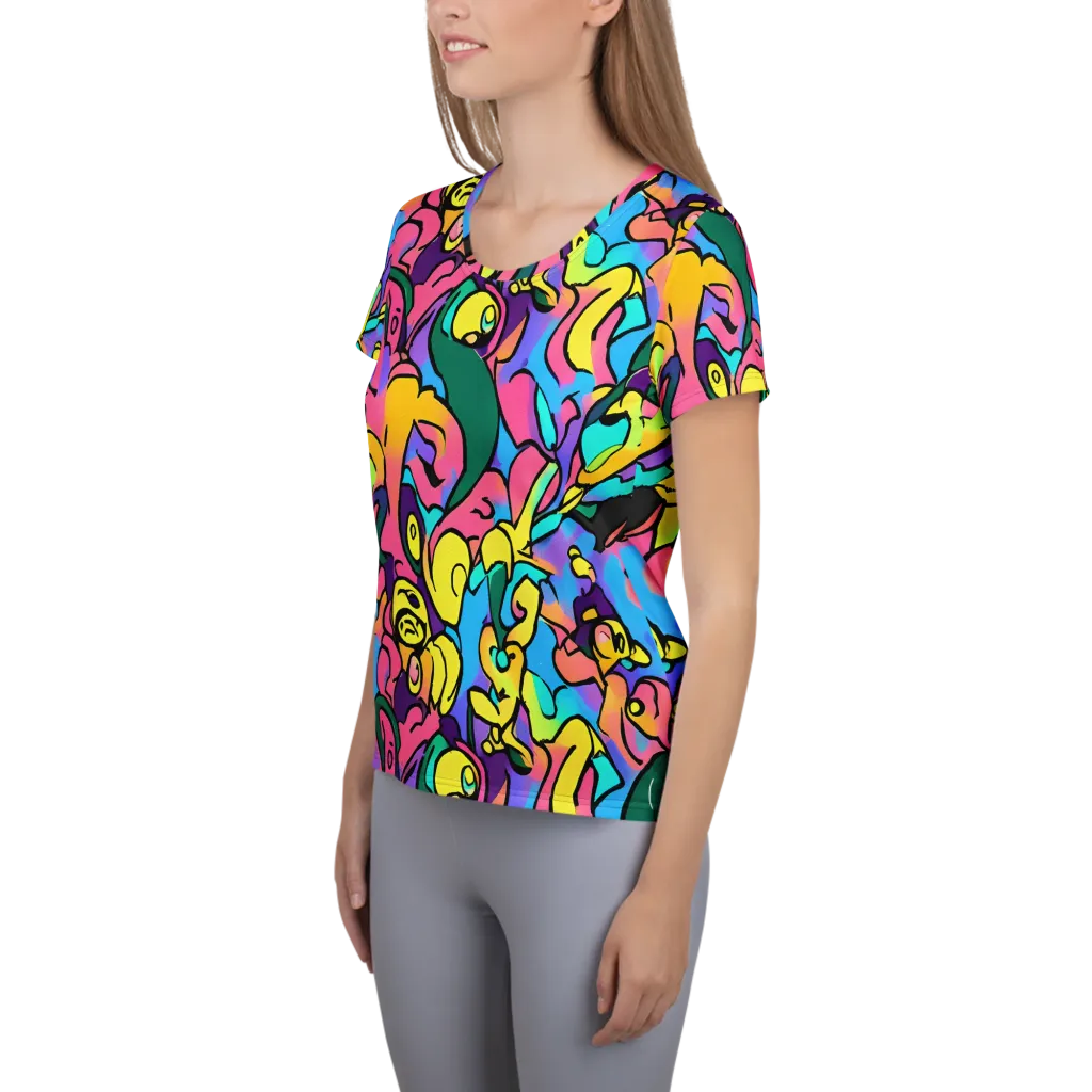 Chromatic Mischief on Women's Athletic T-Shirt — Left