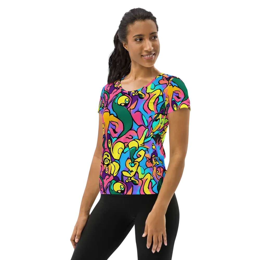 Chromatic Mischief on Women's Athletic T-Shirt — Left