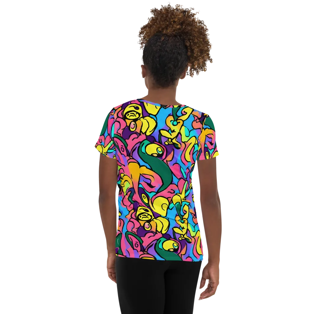 Chromatic Mischief on Women's Athletic T-Shirt — Back