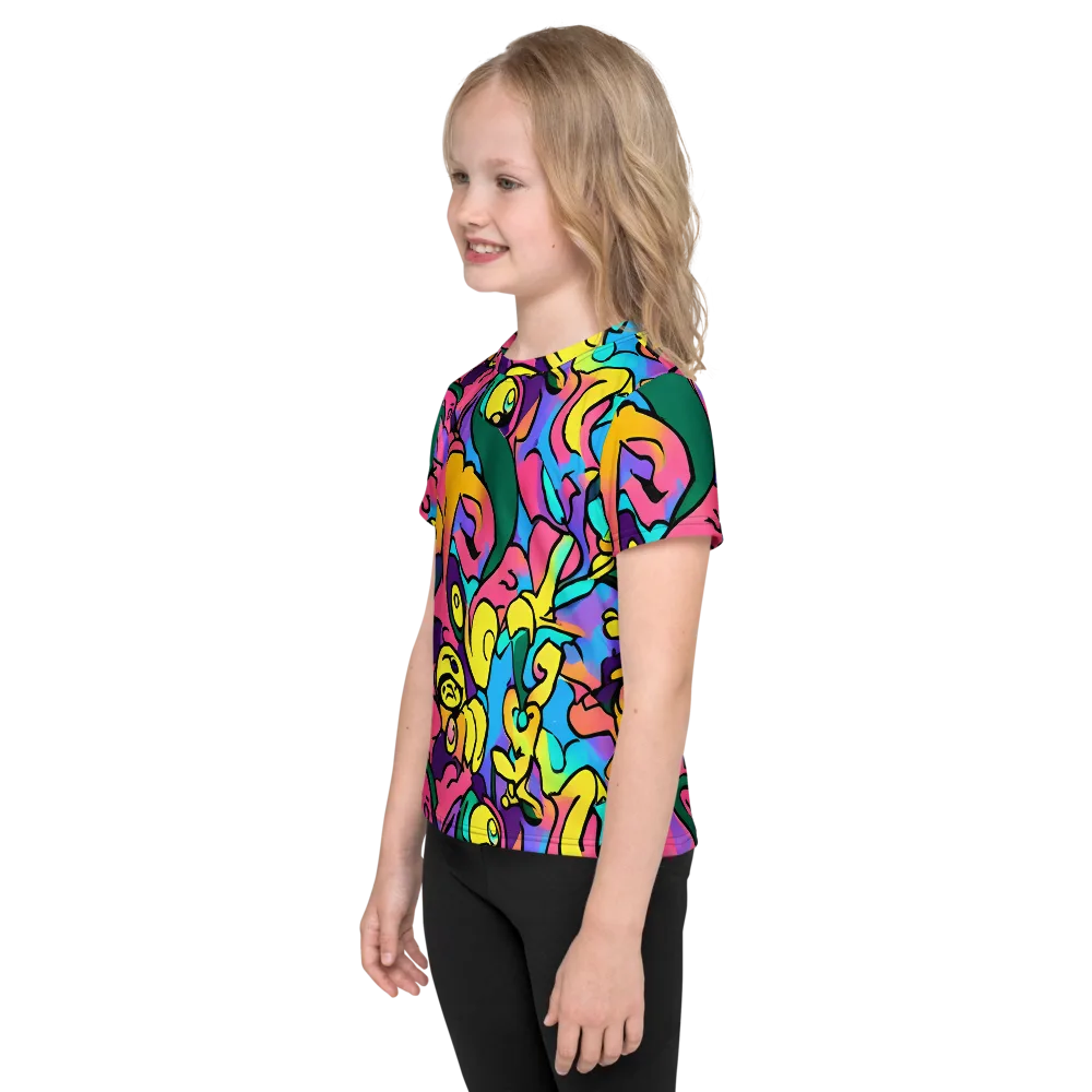 Chromatic Mischief on Kids Crew Neck T-Shirt — Left
