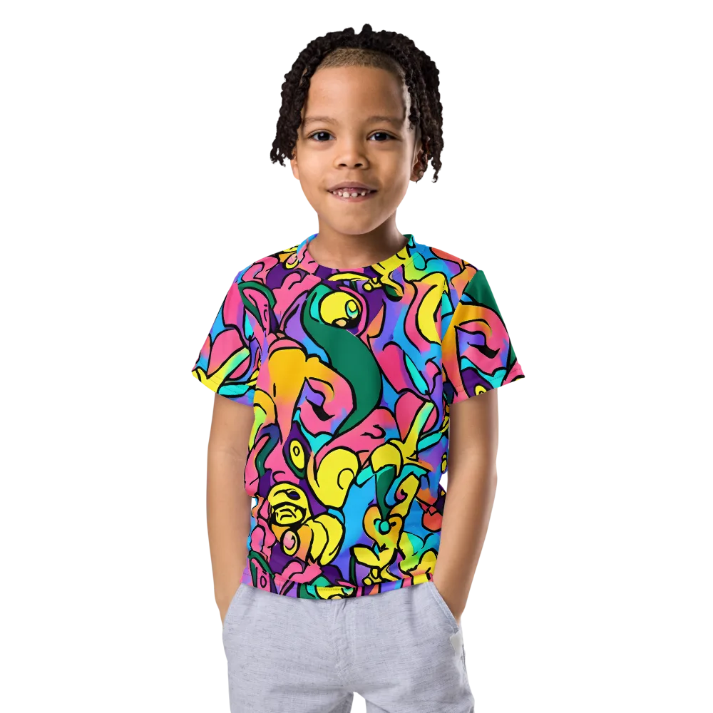 Chromatic Mischief on Kids Crew Neck T-Shirt — Front
