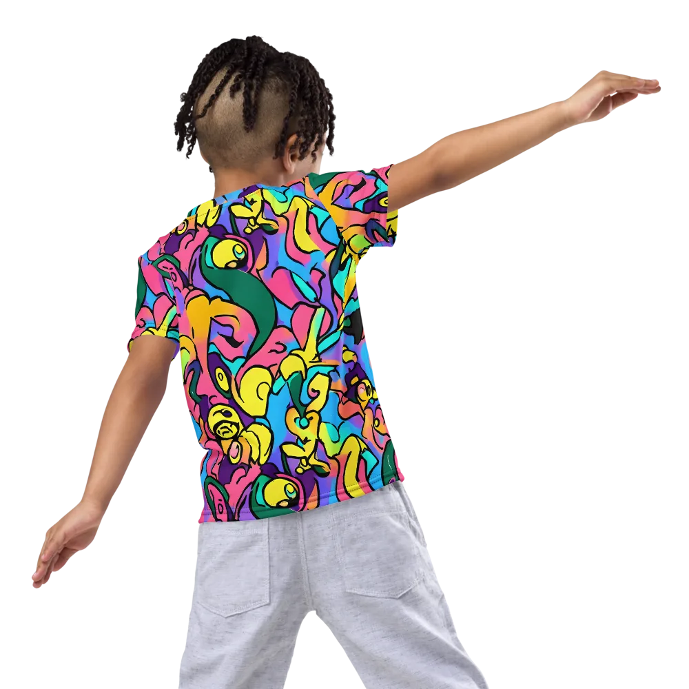 Chromatic Mischief on Kids Crew Neck T-Shirt — Back