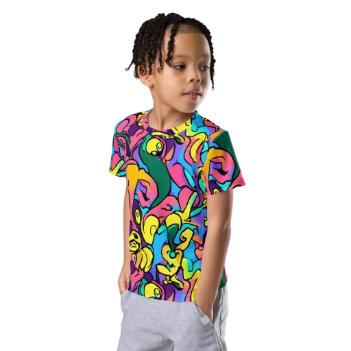 Chromatic Mischief on a Kids Crew Neck T-Shirt