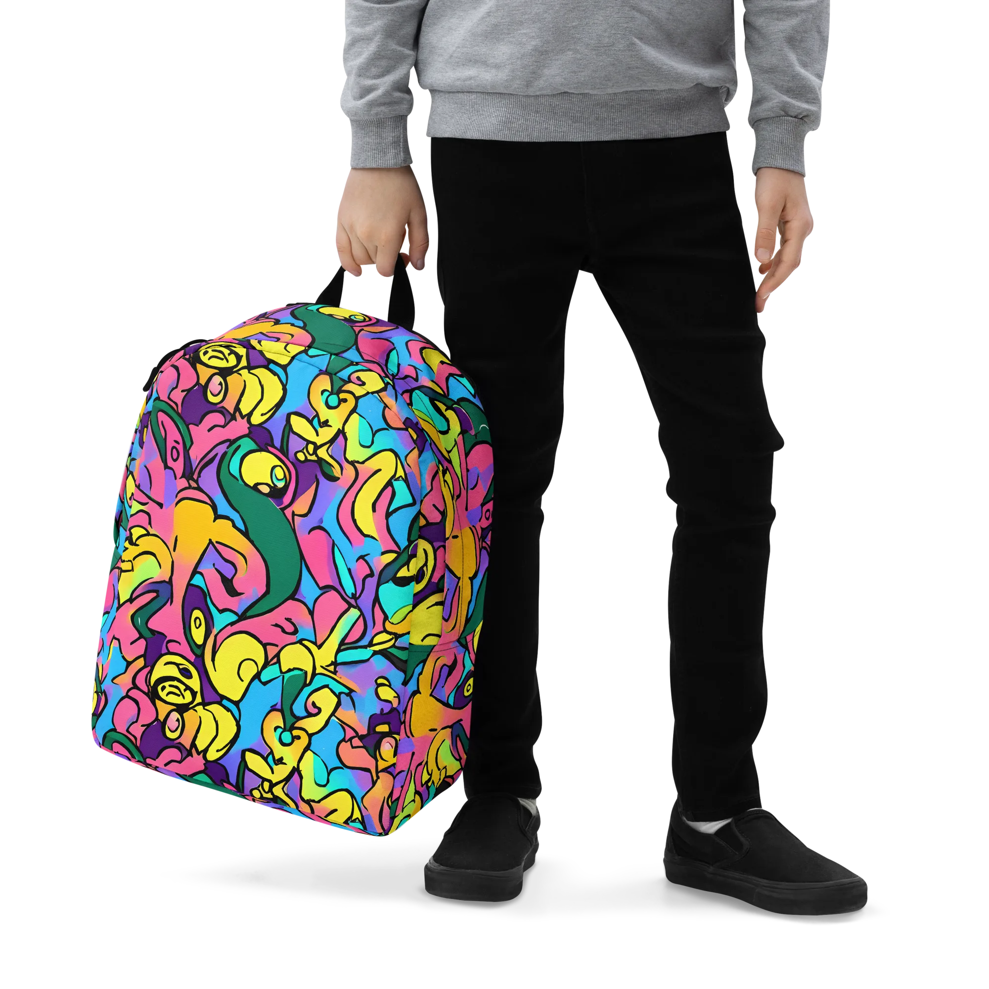 Chromatic Mischief on Minimalist Backpack — Zoomed-in