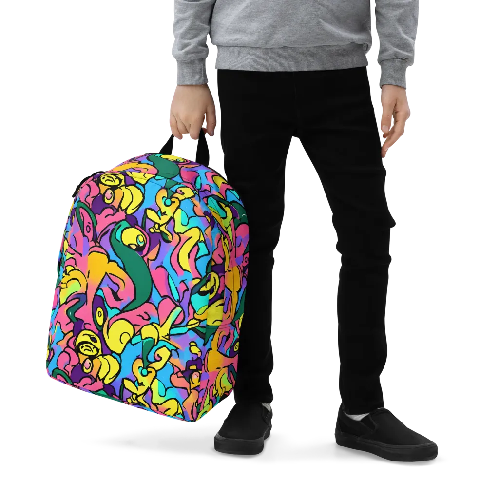 Chromatic Mischief on Minimalist Backpack — Zoomed-in