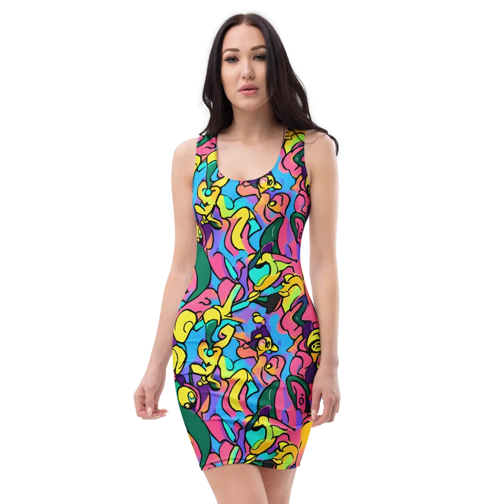 Chromatic Mischief on Bodycon Dress — Front