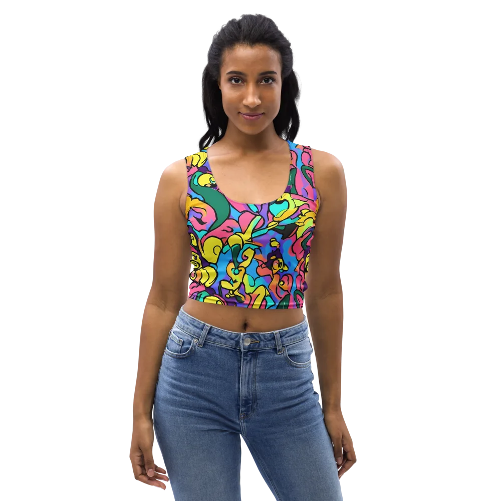 Chromatic Mischief on Crop Top — Front