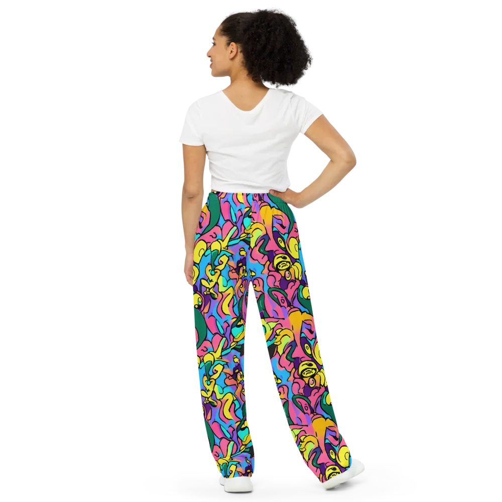 Chromatic Mischief on Wide-Leg Pants — Back