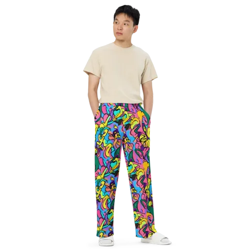 Chromatic Mischief on a Wide-Leg Pants