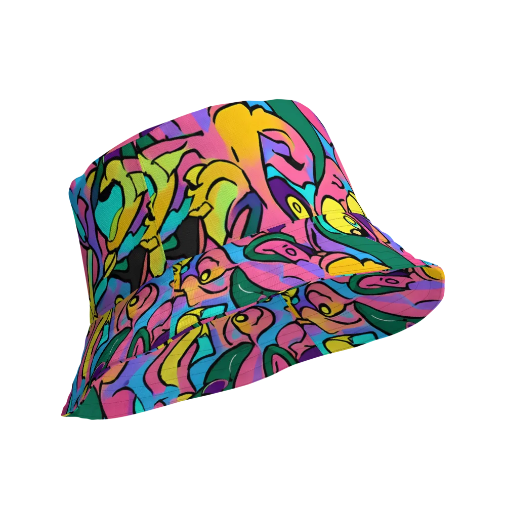 Chromatic Mischief on Reversible Bucket Hat — Product details Outside
