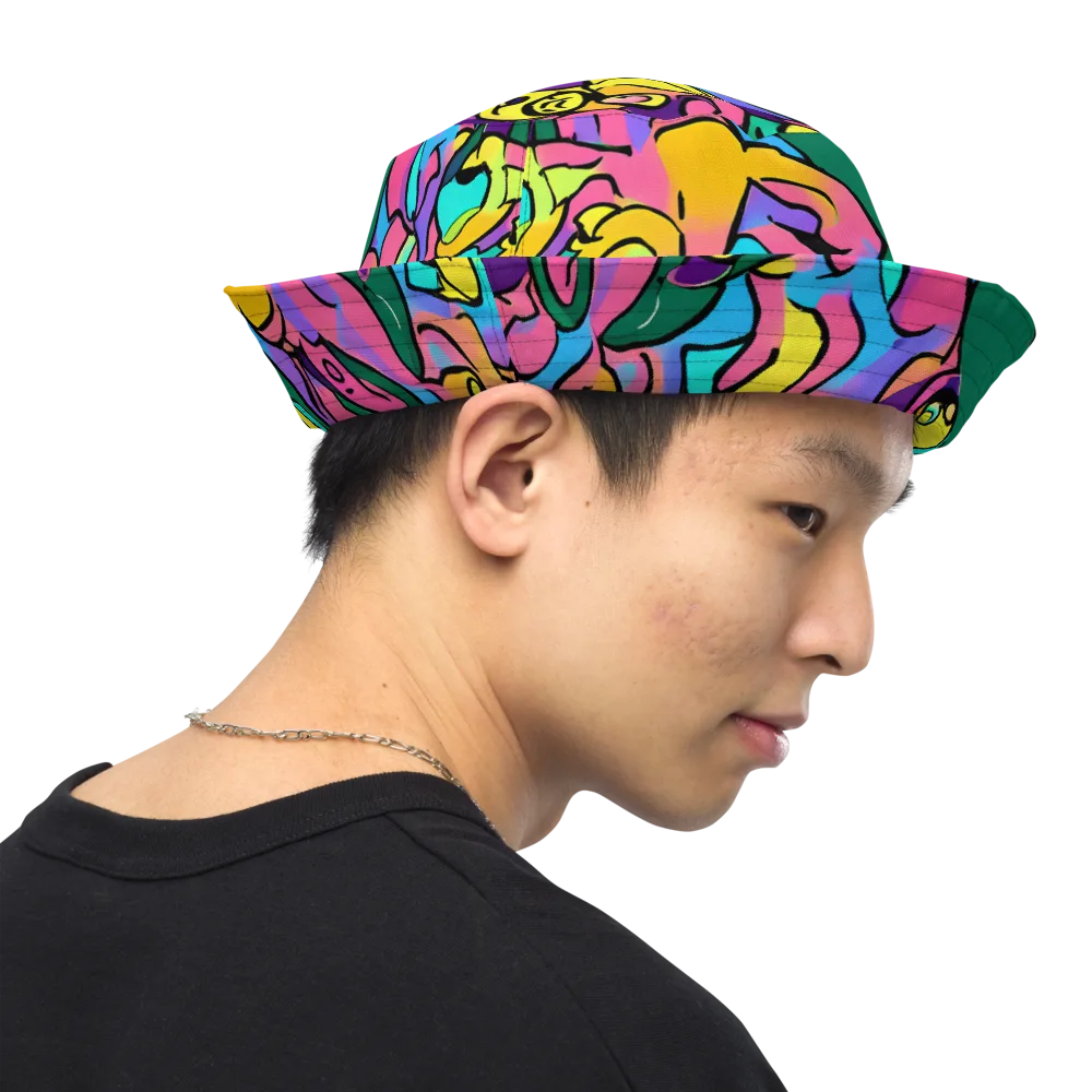 Chromatic Mischief on Reversible Bucket Hat — Right Outside