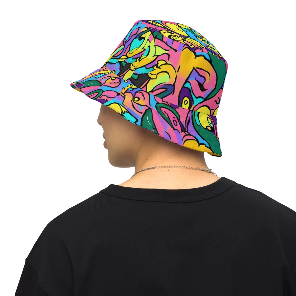 Chromatic Mischief on Reversible Bucket Hat — Back Inside