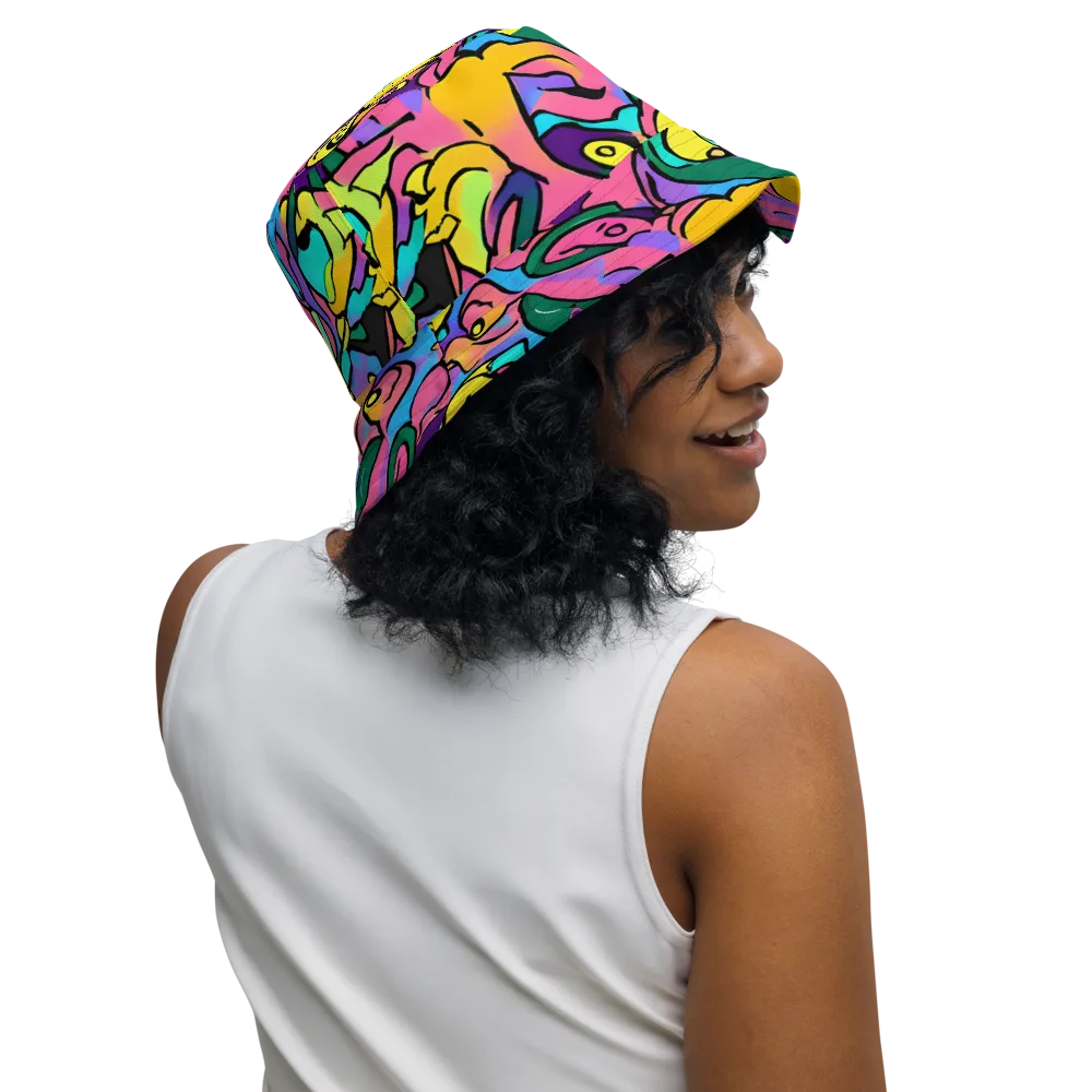 Chromatic Mischief on Reversible Bucket Hat — Right Outside