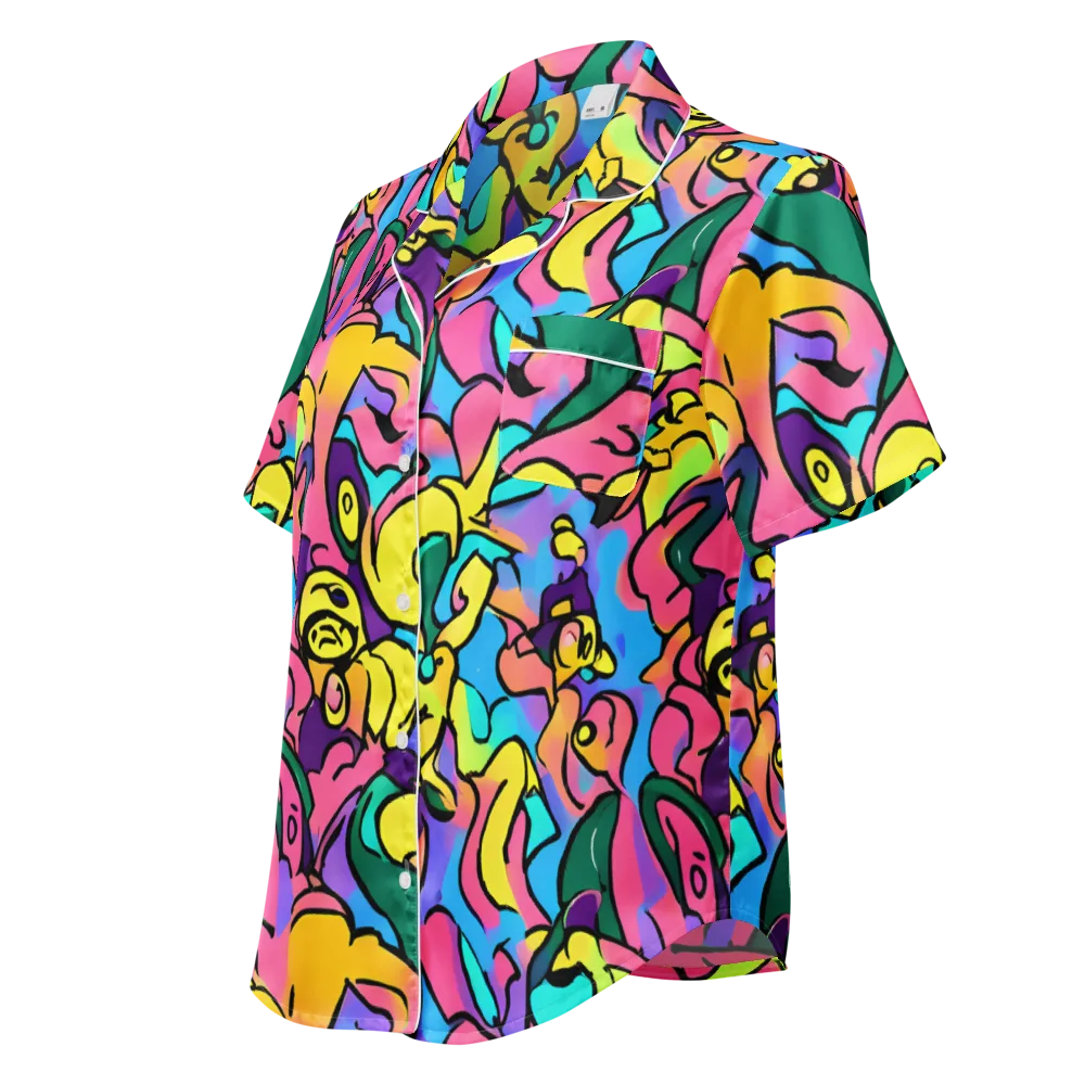Chromatic Mischief on Women's Short Sleeve Pajama Top — Left Front