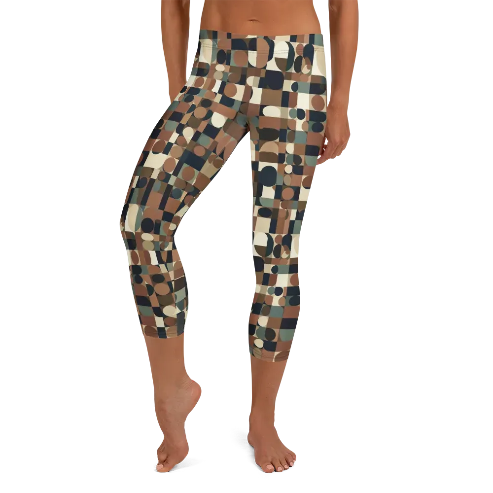 Café Geometry on Capri Leggings — Front