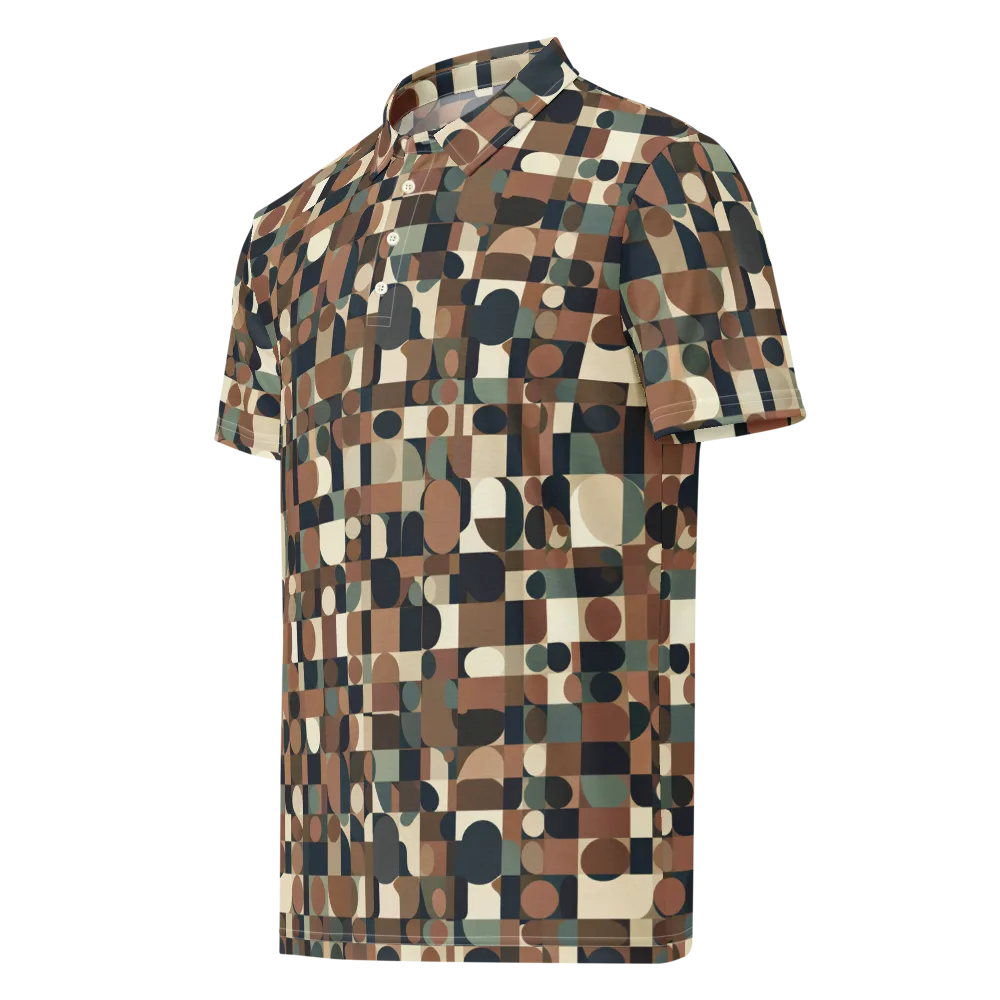 Café Geometry on Men's Slim Fit Polo Shirt — Left Front