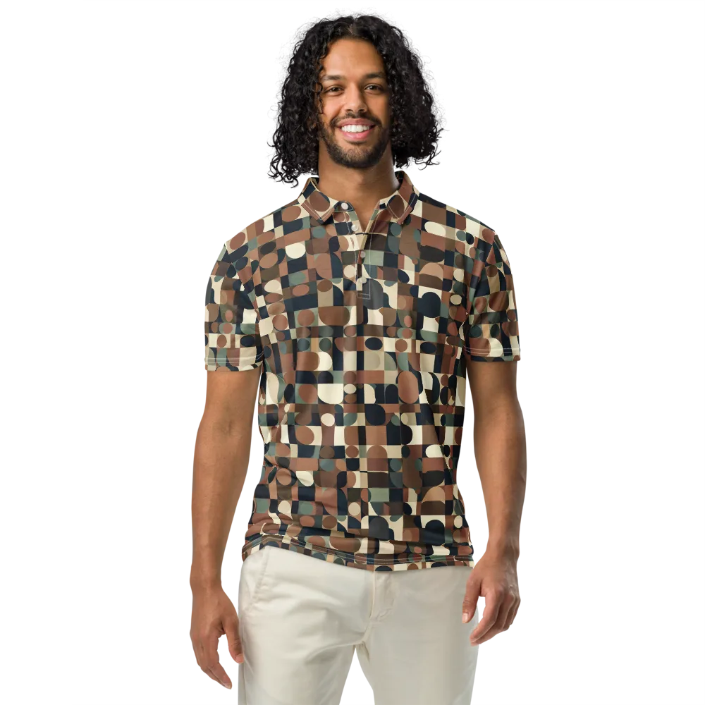 Café Geometry on Men's Slim Fit Polo Shirt — Front