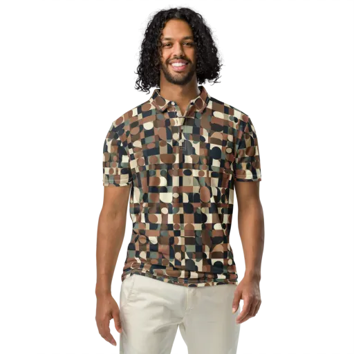 Café Geometry on a Men's Slim Fit Polo Shirt