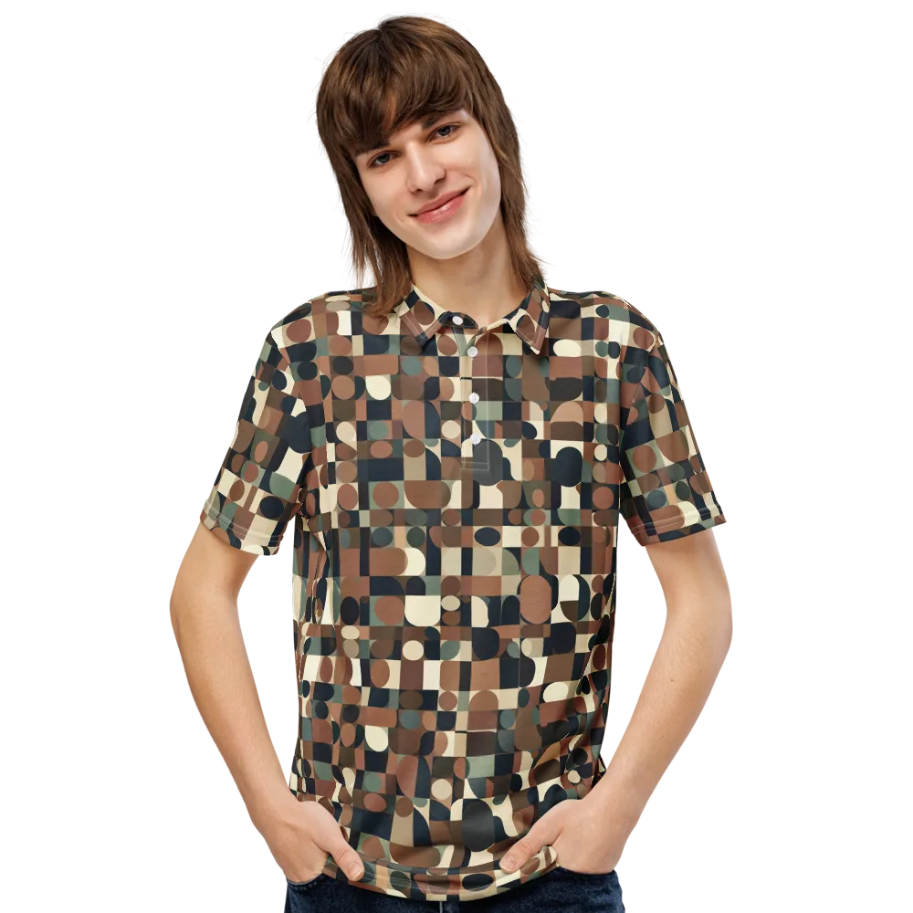 Café Geometry on Men's Slim Fit Polo Shirt — Front