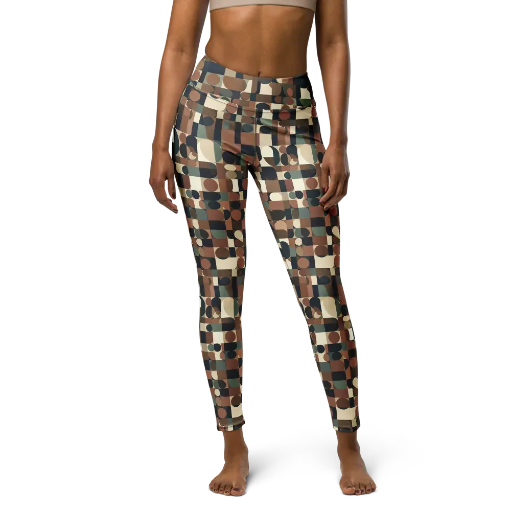 Café Geometry on Yoga Leggings — Front