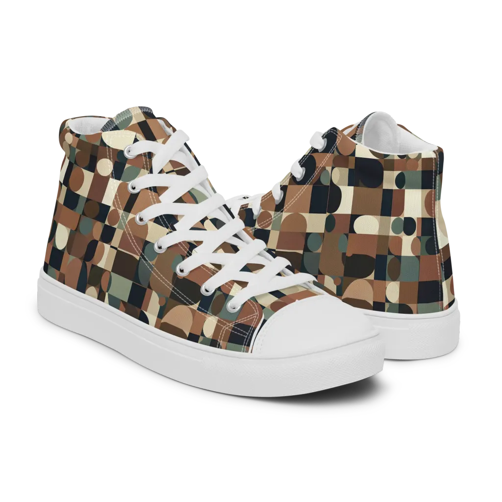 Café Geometry on Men's High Top Canvas Shoes — Right