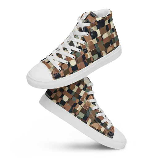 Café Geometry on a Men's High Top Canvas Shoes