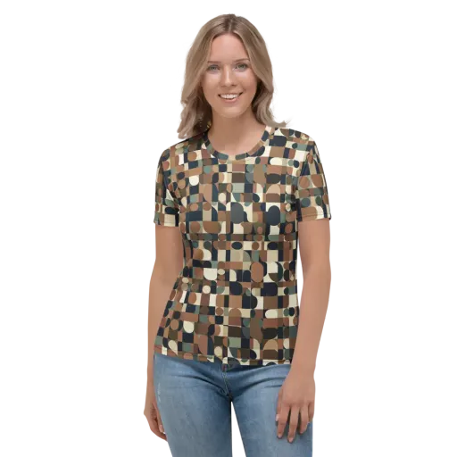 Café Geometry on a Women's Crew Neck T-Shirt