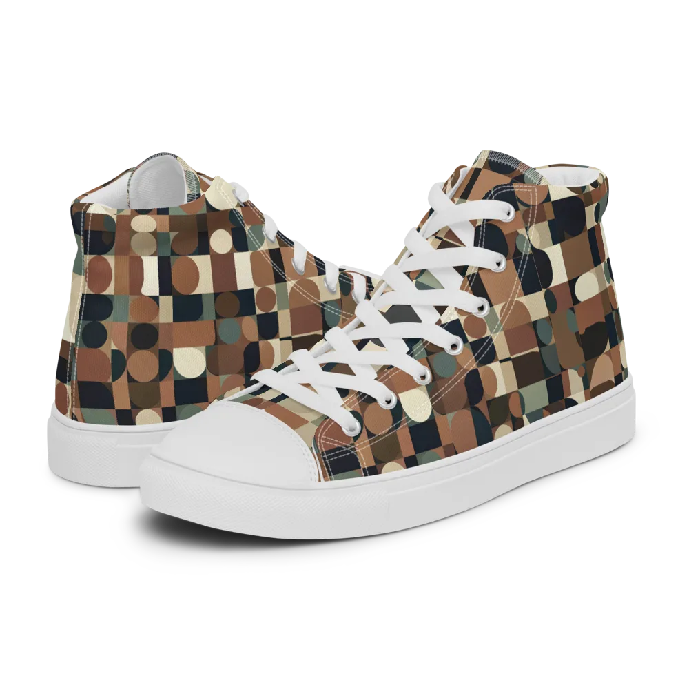 Café Geometry on Women's High Top Canvas Shoes — Left