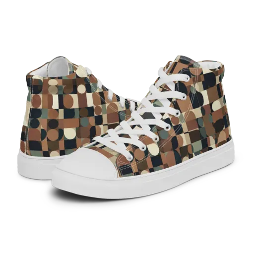 Café Geometry on a Women's High Top Canvas Shoes