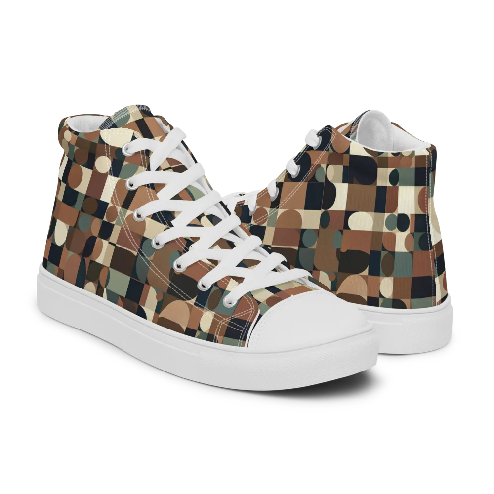 Café Geometry on Women's High Top Canvas Shoes — Right