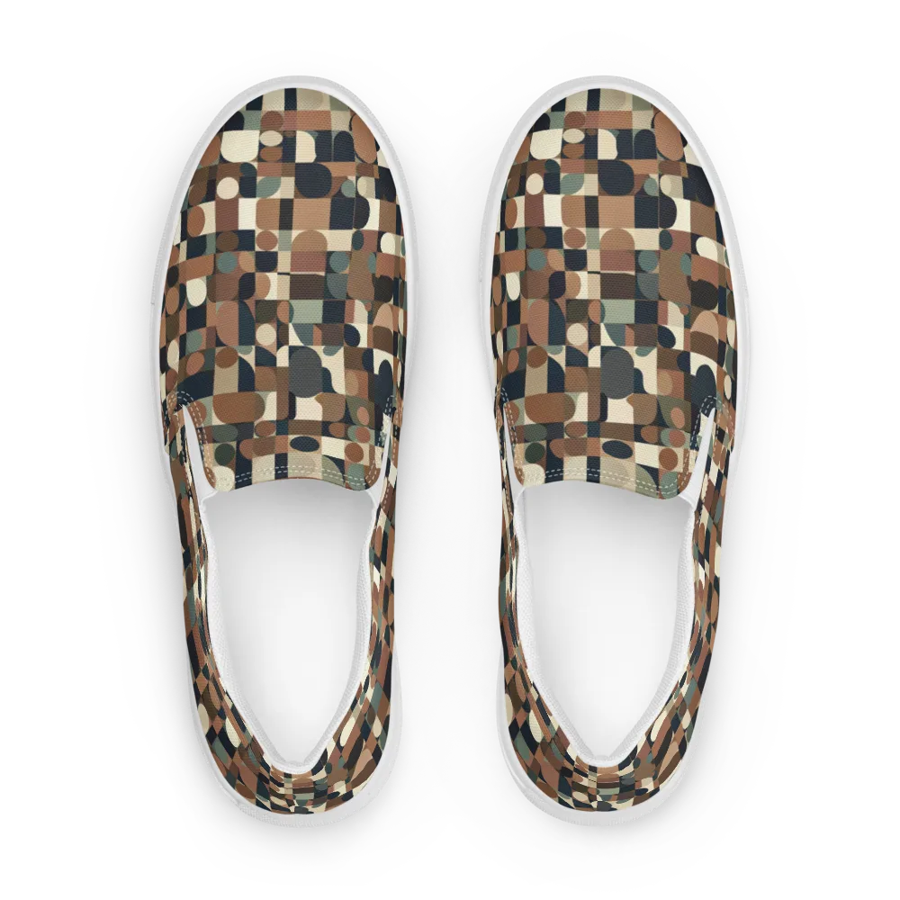 Café Geometry on Men's Slip-On Canvas Shoes — Front