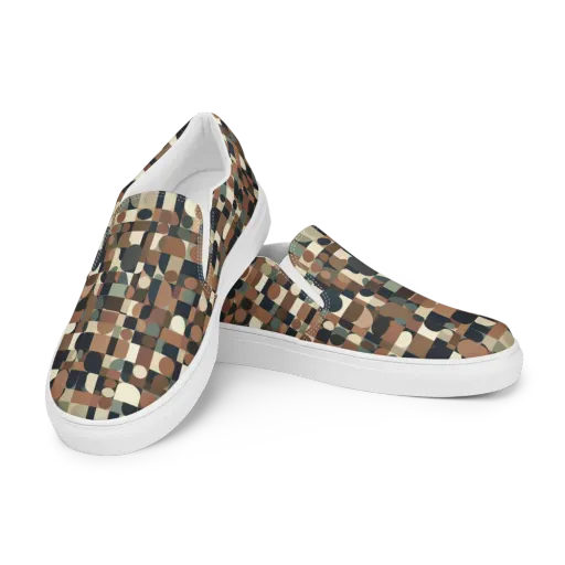 Café Geometry on a Men's Slip-On Canvas Shoes